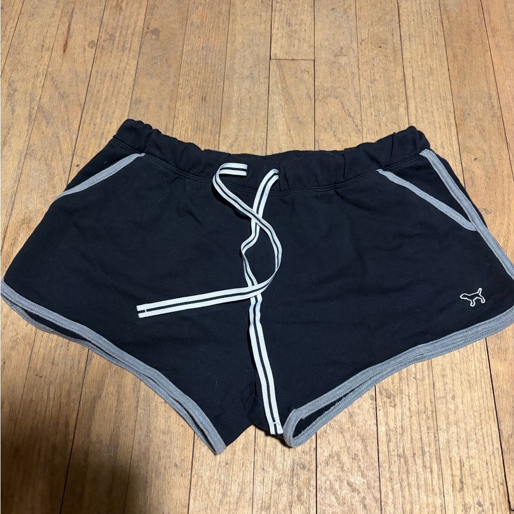 PINK Victoria's Secret Black Shorts with Gray Trim